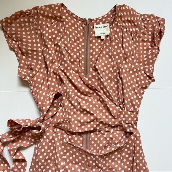 Revolve Privacy Please Jumpsuit Wilmot Polka Dot in Yvonne Pink & White Sz S - Picture 6 of 10